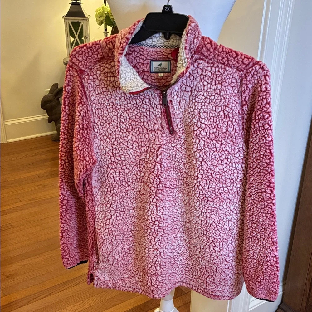 Men's Red Properly Tied Sherpa 1/4 Zip Pintail Pullover - Picture 1 of 9
